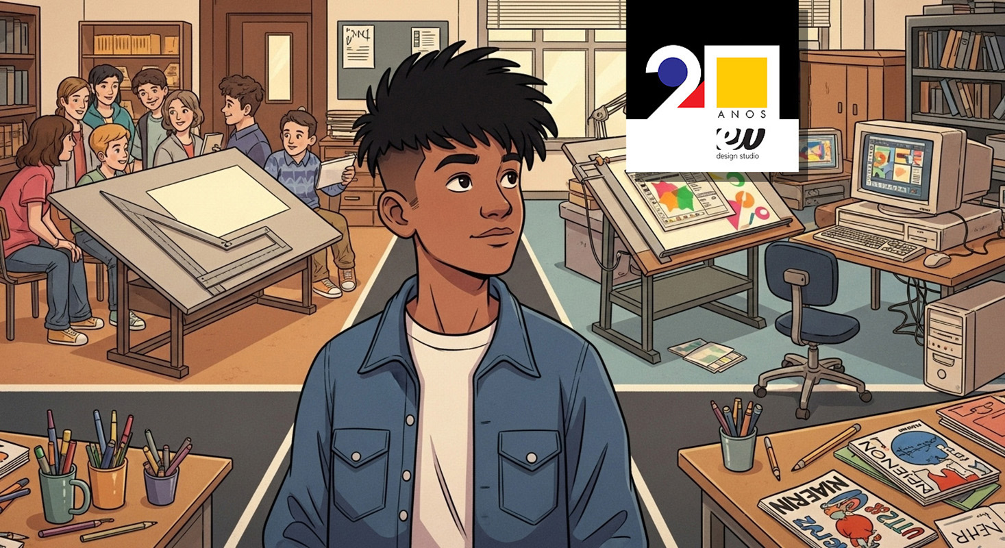 Composição gráfica explorando cores, tipografia e diagramação no design